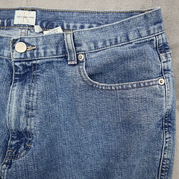 Calvin Klein Jeans Pants Womens 14 Blue Denim Flat Front Pockets High Rise - Picture 11 of 16